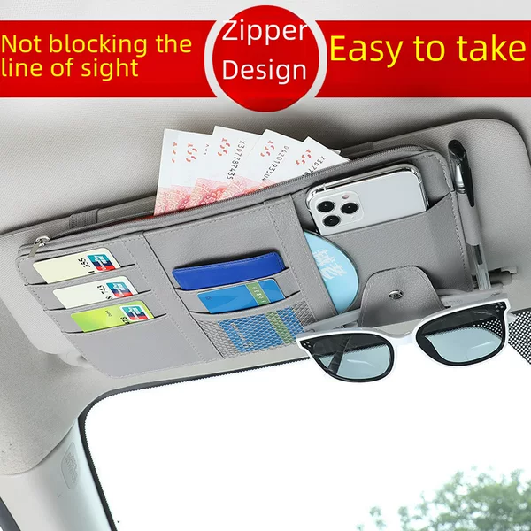 Car Sun Visor Multifunctional Eye Clip Car Glasses Clip Card Business Card Document Holder Bill Interior Storage Bag
