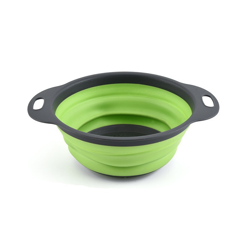 Cesta de drenaje plegable telescópica para acampar al aire libre, filtro de agua súper redondo, artefacto de cocina azul vegetal plegable, canasta de lavado de verduras