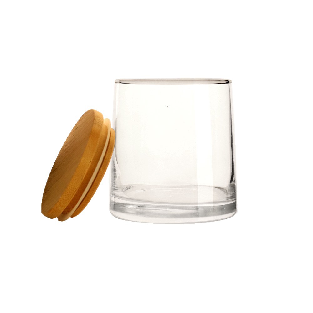Color brillante, gran fragancia de barriga, taza de almacenamiento de vidrio transparente multifuncional con tapa de madera image 6