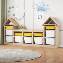 玩具收納櫃實木兒童玩具整理櫃多功能書架大容量置物架儲物箱代發