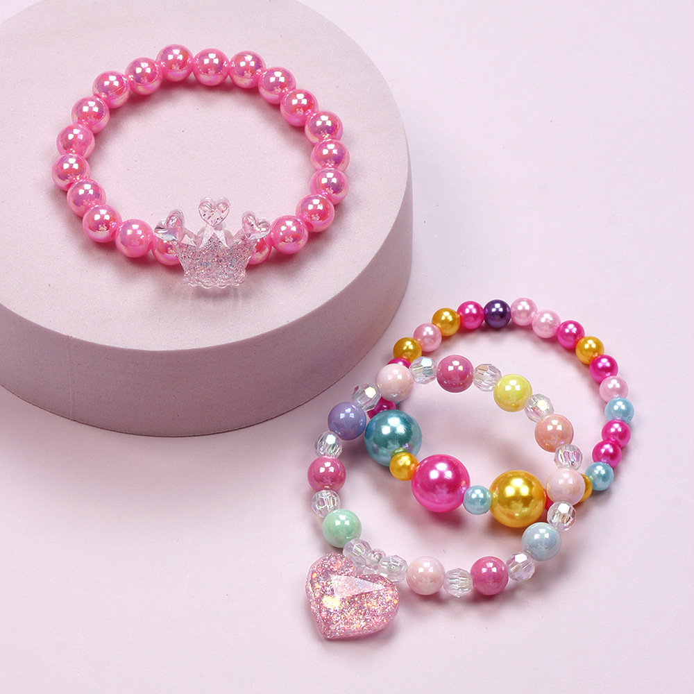 Süß Herzform Schmetterling Kunststoff Perlen Mädchen Armbänder display picture 6
