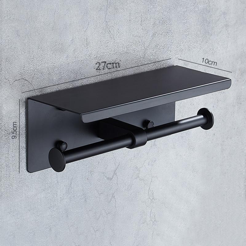 Caja de papel de baño gris de pistola 304 acero inoxidable sin perforación estante de toallas de inodoro estante de papel de inodoro
