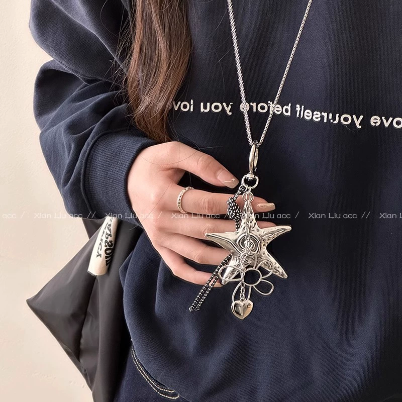 Silver Starfish Long Halter Necklace for Women 2025 New High-End Sweet and Cool Clavicle Chain Elegant Versatile Accessories