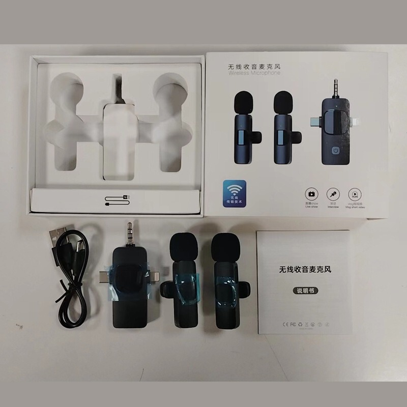 k35跨境无线领夹麦克风直播麦话筒手机录音视频录制智能降噪|undefined