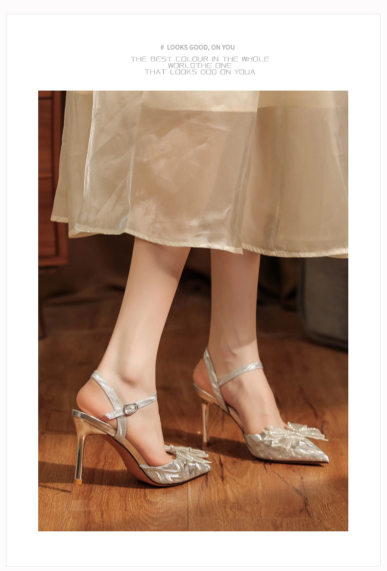 8188-2-002 Schleife vorne hinten offen glänzend Tiger Skin Muster Zwei-Wege-Sandalen High Heels High-End-Feeling_voghion.com