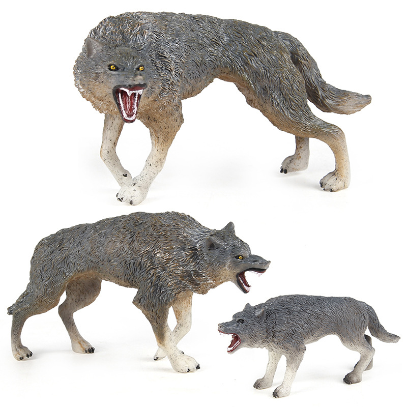 Simulación transfronteriza animal de bosque modelo lobo lobo gris lobo blanco caminando lobo marrón lobo ártico mesa estático juguete de decoración