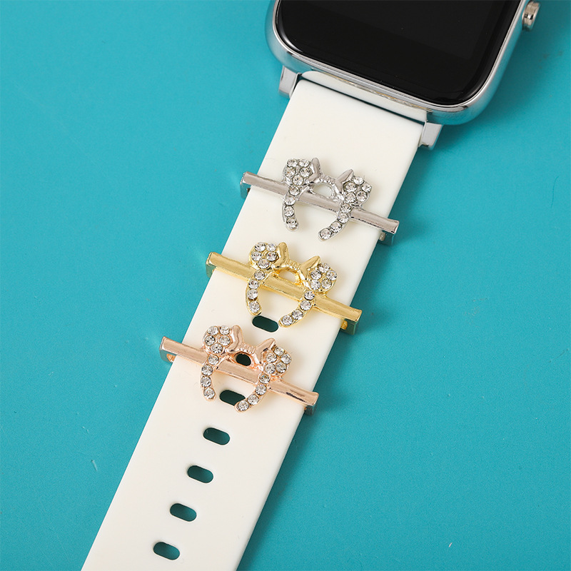 Hebilla decorativa en forma de lazo para correa de Apple Watch, accesorio de silicona elegante y moderno