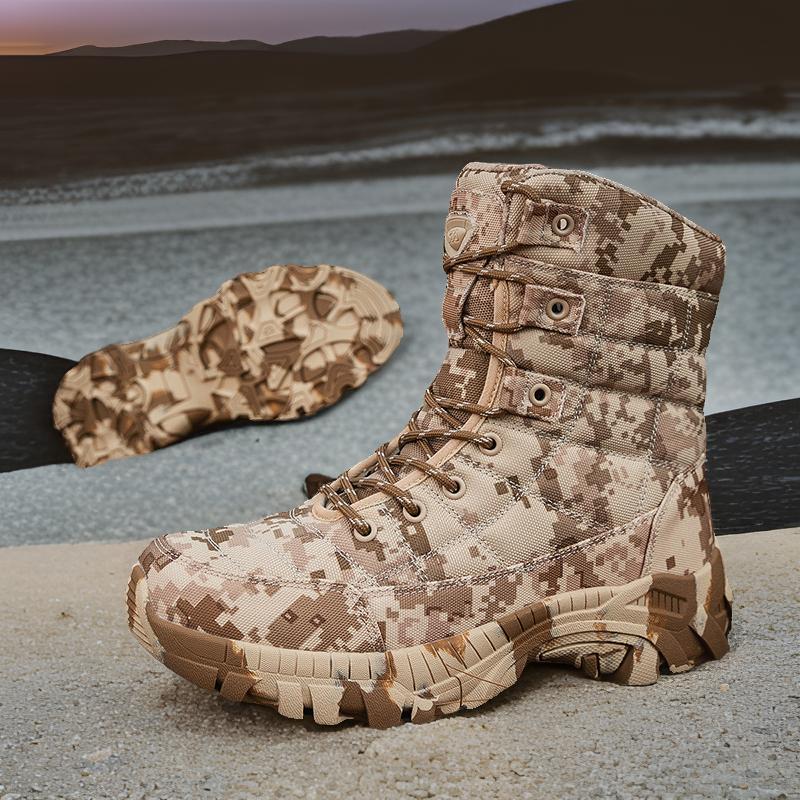 Ventas directas de fábrica Botas de combate Botas de camuflaje al aire libre para hombres Botas de montaña altas Botas tácticas para hombres Botas de entrenamiento de senderismo para hombres