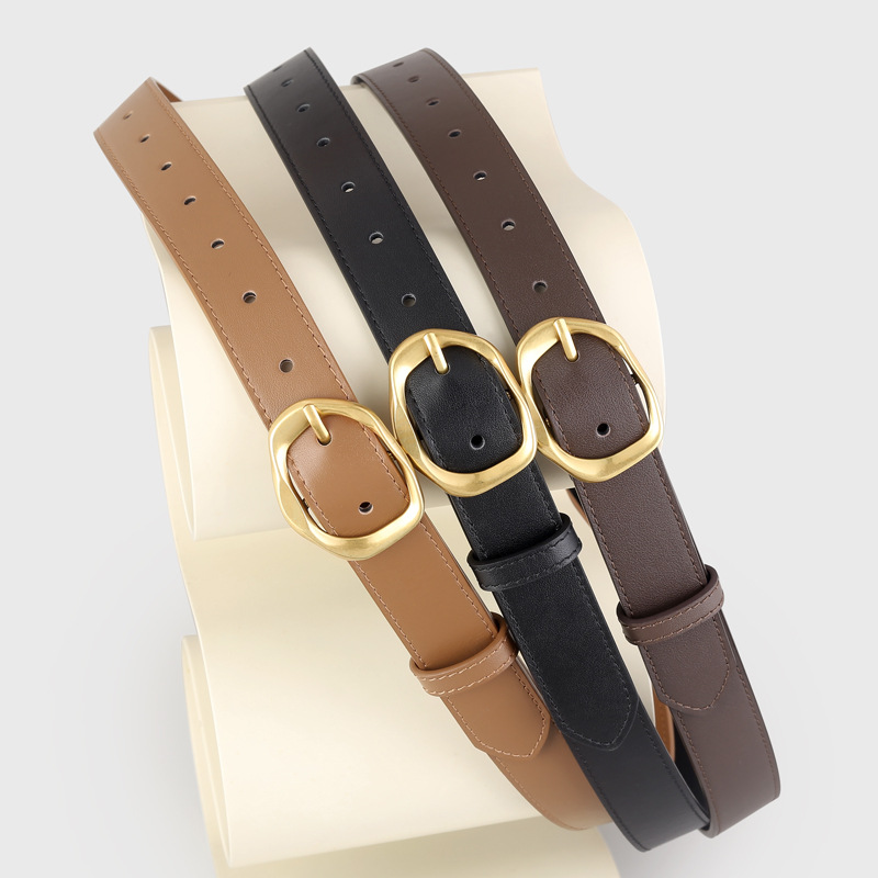 2025 New Leather Women's Belt with Irregular Stitch Buckle, Versatile Belt for Casual Denim Pants - Factory Direct
