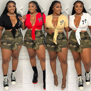 K9411 Amazon AliExpress 2023 Summer New Women's Underwear Camouflage Pant Skirt