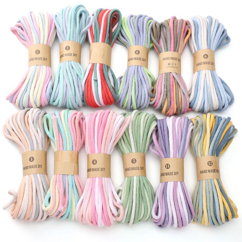10m Cotton Thread Gradient Color Braided Rope Bracelet Beaded Accessories Handmade DIY Wristband Phone Chain Hanger