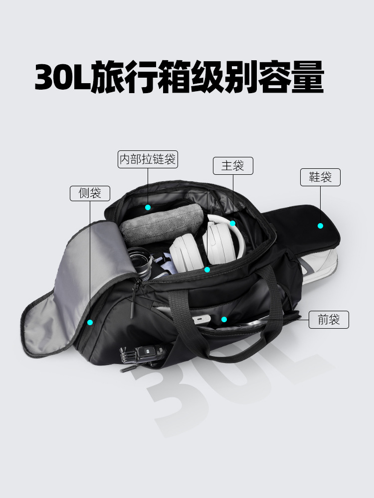 Bolsa deportiva 2025 para hombre, mochila de viaje corta, gran capacidad con compartimento para zapatos