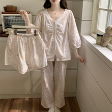 2026夏季新品跨境爆款云朵棉和服短袖套装睡衣女家居服舒适三件套