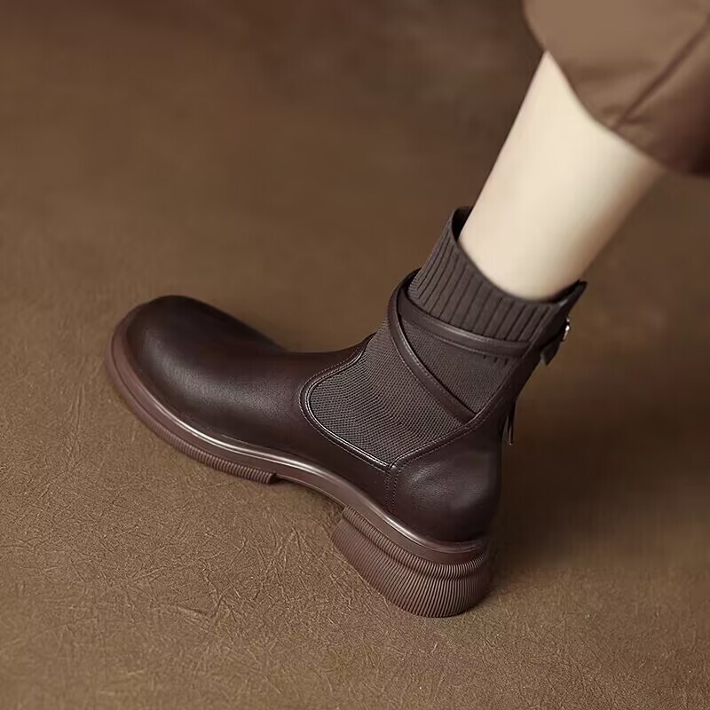 Fashionable British-Style Retro Sock Boots for Women 2024 Spring and Autumn Versatile Thin High-Heeled Slim Brown Thick-Soled Chunky Heel Ankle Boots Fashionable British-Style Retro Sock Boots for Women 2024 Spring and Autumn Versatile Thin High-Heeled Slim Brown Thick-Soled Chunky Heel Ankle Boots