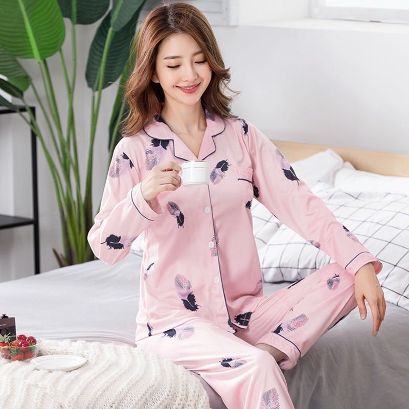 Pijamas de las mujeres de otoño e invierno de manga larga dulce estilo coreano lindo de primavera de las mujeres más el tamaño ropa de confinamiento traje de homewear posparto