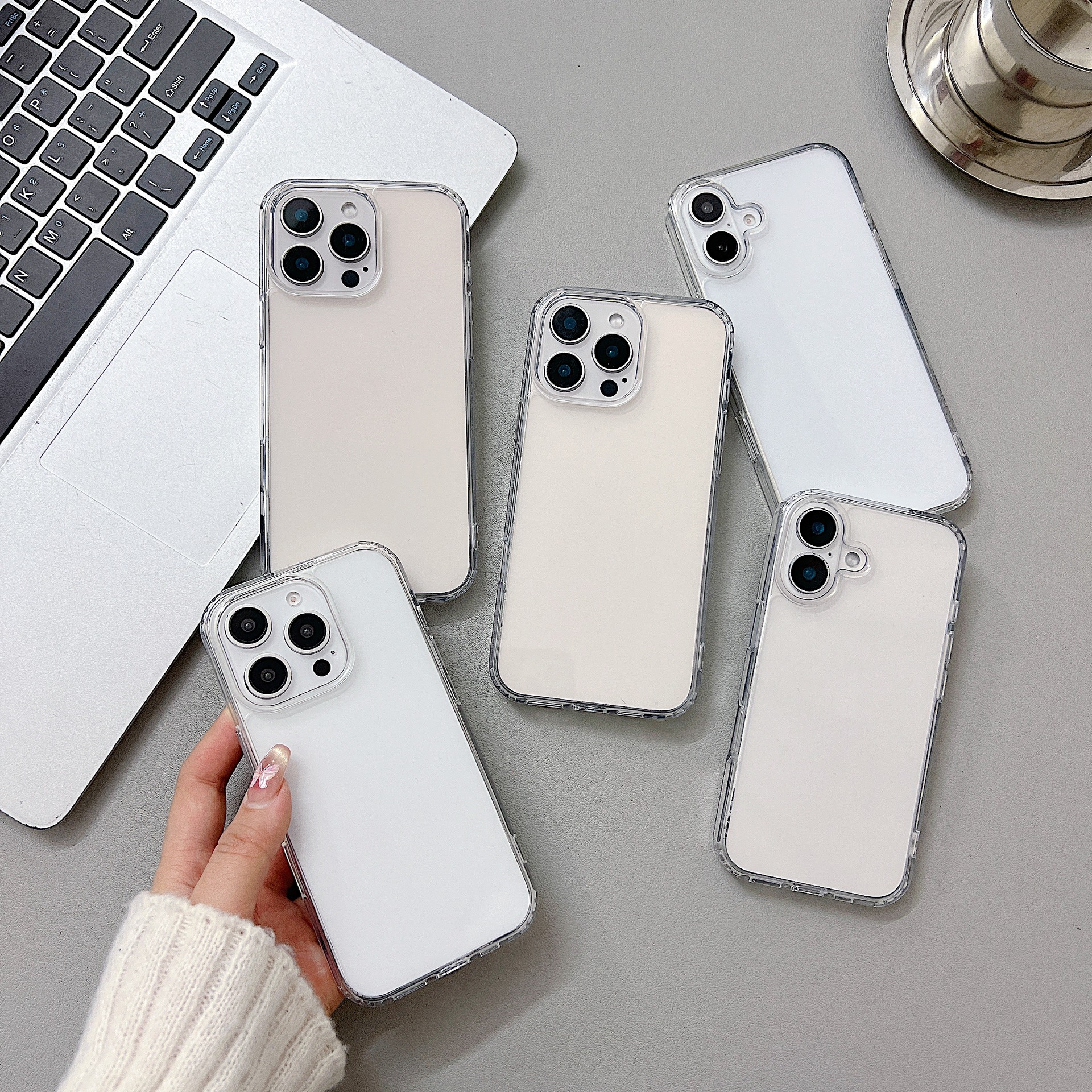 适用苹果16E透明IphoneSE4精孔/大孔Iphone15promax二合一手机壳