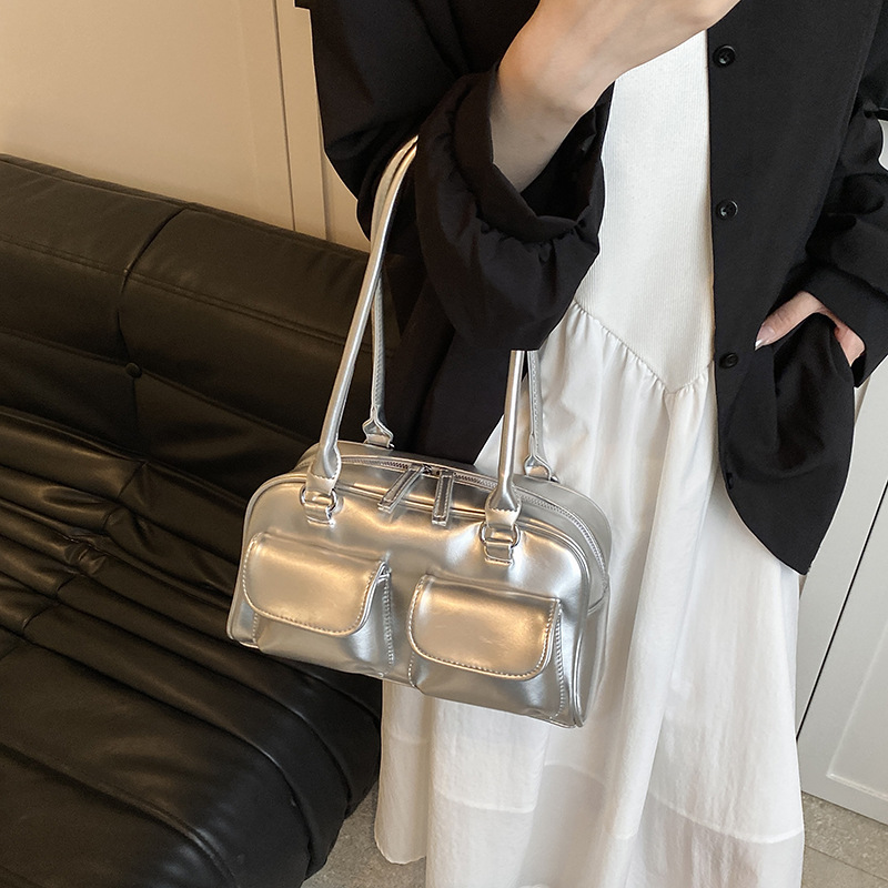 Niche Underarm Bag For Women 2024 New Retro Large Capacity Handbag Shoulder Bag High-End Commuter Bowling Bag - Thumbnail 2