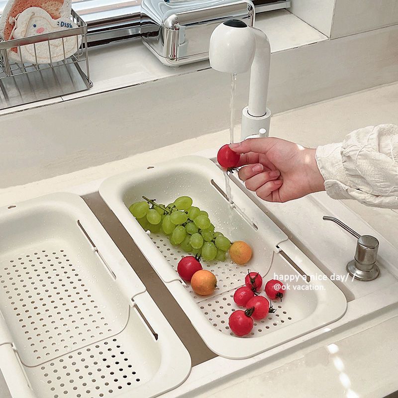 marco de drenaje telescópico ajustable in-wind simple hogar lavabo de verduras lavabo image 1
