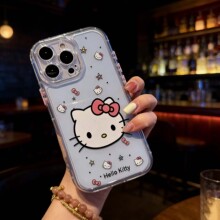 卡通kt猫13Pro/14Promax蝴蝶结手机壳适用iPhone15promax/12黄粉7