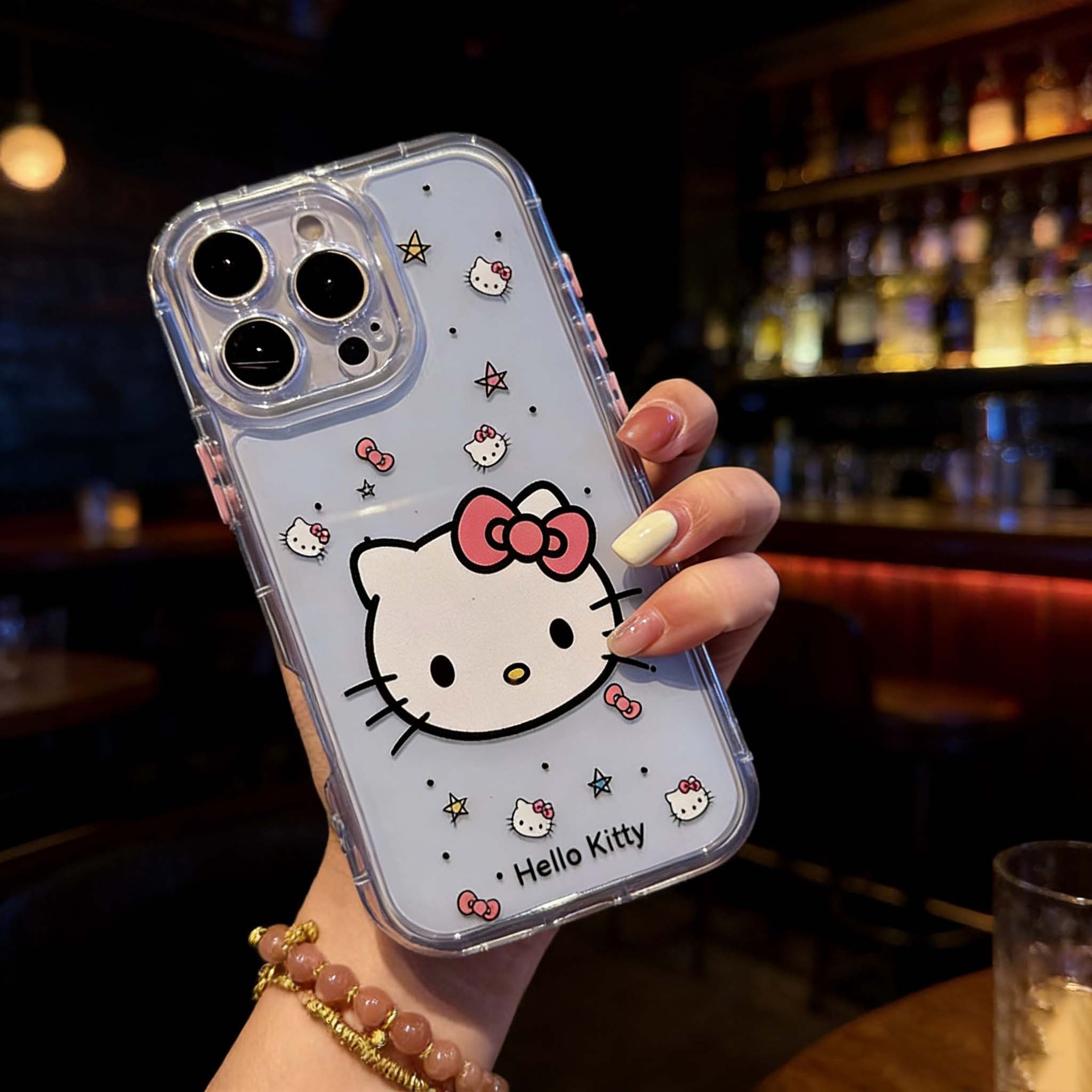 卡通kt猫13Pro/14Promax蝴蝶结手机壳适用iPhone15promax/12黄粉7