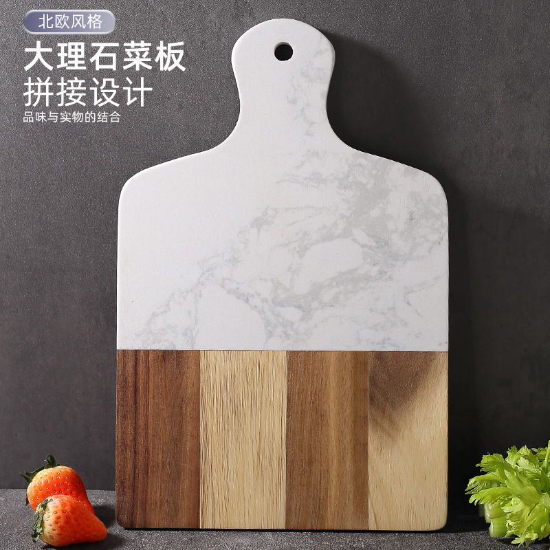 Tabla para Cortar de Mármol y Madera Doble Cara y Portátil para Queso y Cocina image 3