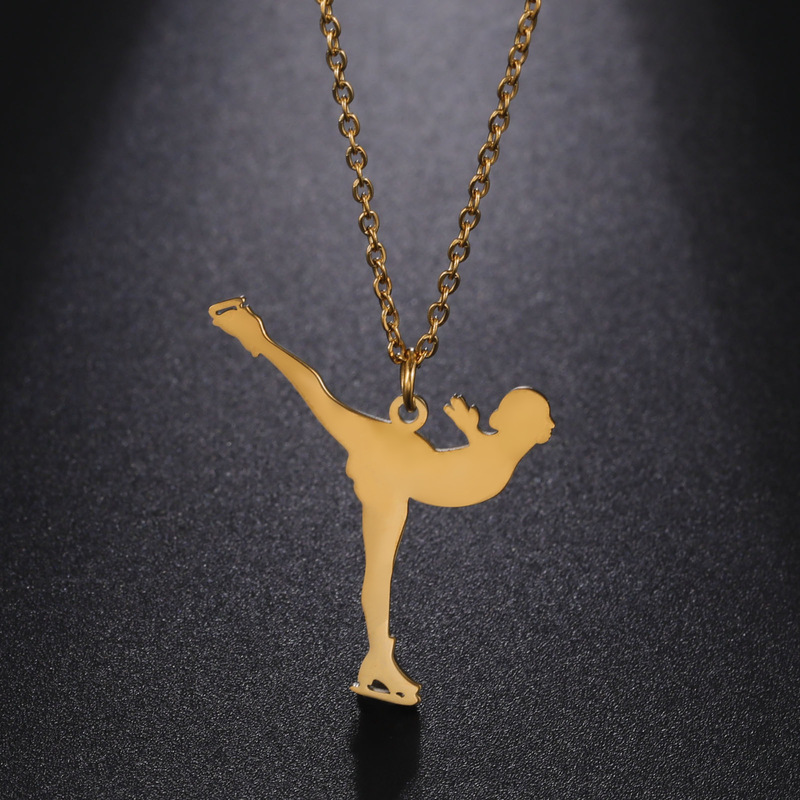 European and American Cross-border Gymnastics Sports Figure Skating Smoother Pendant High-Grade 304 Stainless Steel Necklace