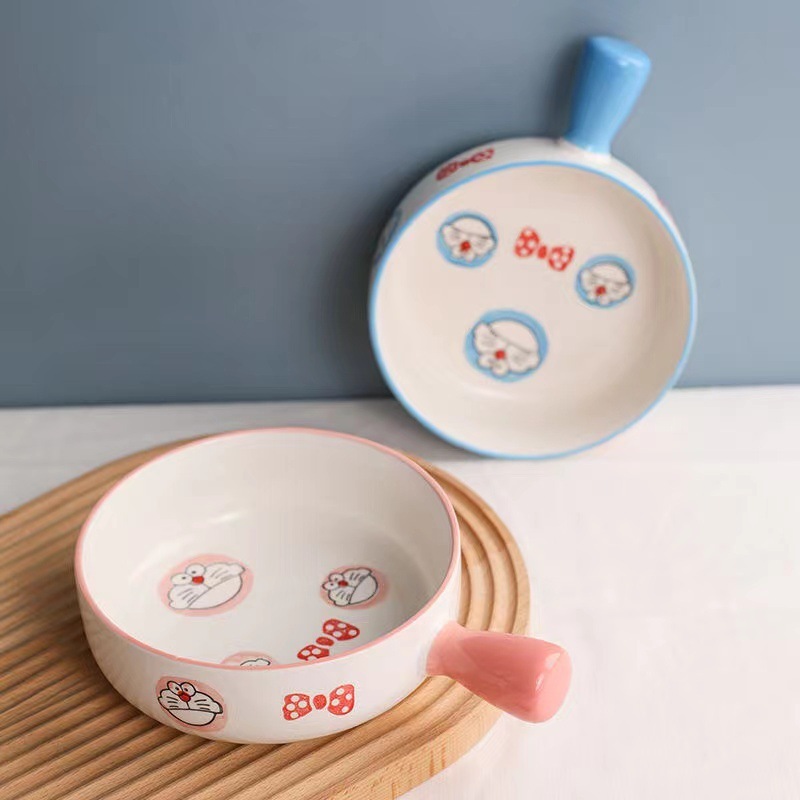 ハンドル付きのかわいいセラミックインスタントラーメンボウル、家庭用高温耐性食器、フルーツサラダボウル、シンプルなパーソナライズされたハンドルボウル|undefined
