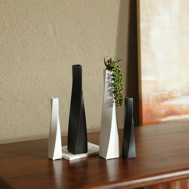 Vento tranquilo de cerámica blanca y negra decoración de flores flores artísticas flor seca arreglador de flores estudio sala de estar armario de vinos decoración porche