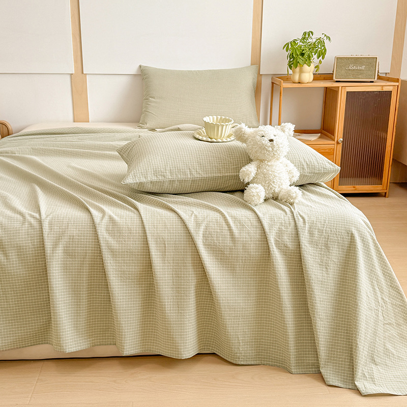 Una clase de sábanas de algodón lavado de algodón de una sola pieza de algodón 100 dormitorio individual doble edredón individual funda de almohada de tres piezas 2025 nuevo estilo