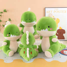 跨境可爱绿色恐龙毛绒玩具公仔儿童女孩布娃娃微笑恐龙玩偶批发