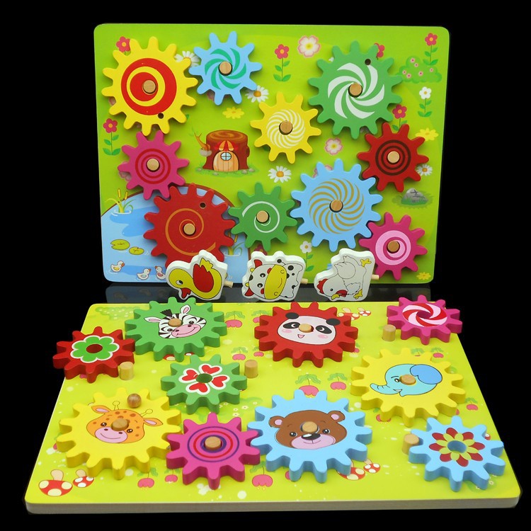 智力开发益智力木制儿童早教玩具幼儿园拼装动物益智玩具齿轮游戏