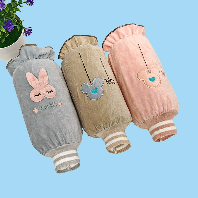 Осенние и зимние детские манжеты резьбовые рукава рукава противообрастающих и грязных мультяшных вышивок милые студенческие фланелевые рукава