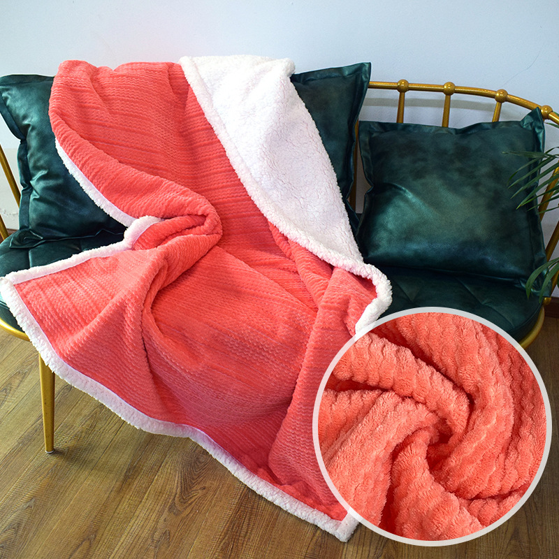 Flannel Jacquard Plus Sherpa Double Layer Composite Thickened Blanket Fleece Blanket Cover Blanket Blanket Gift Blanket