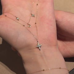 小红书爆款精致双层一体星芒吊坠项链高级感独特款锁骨链一件代发