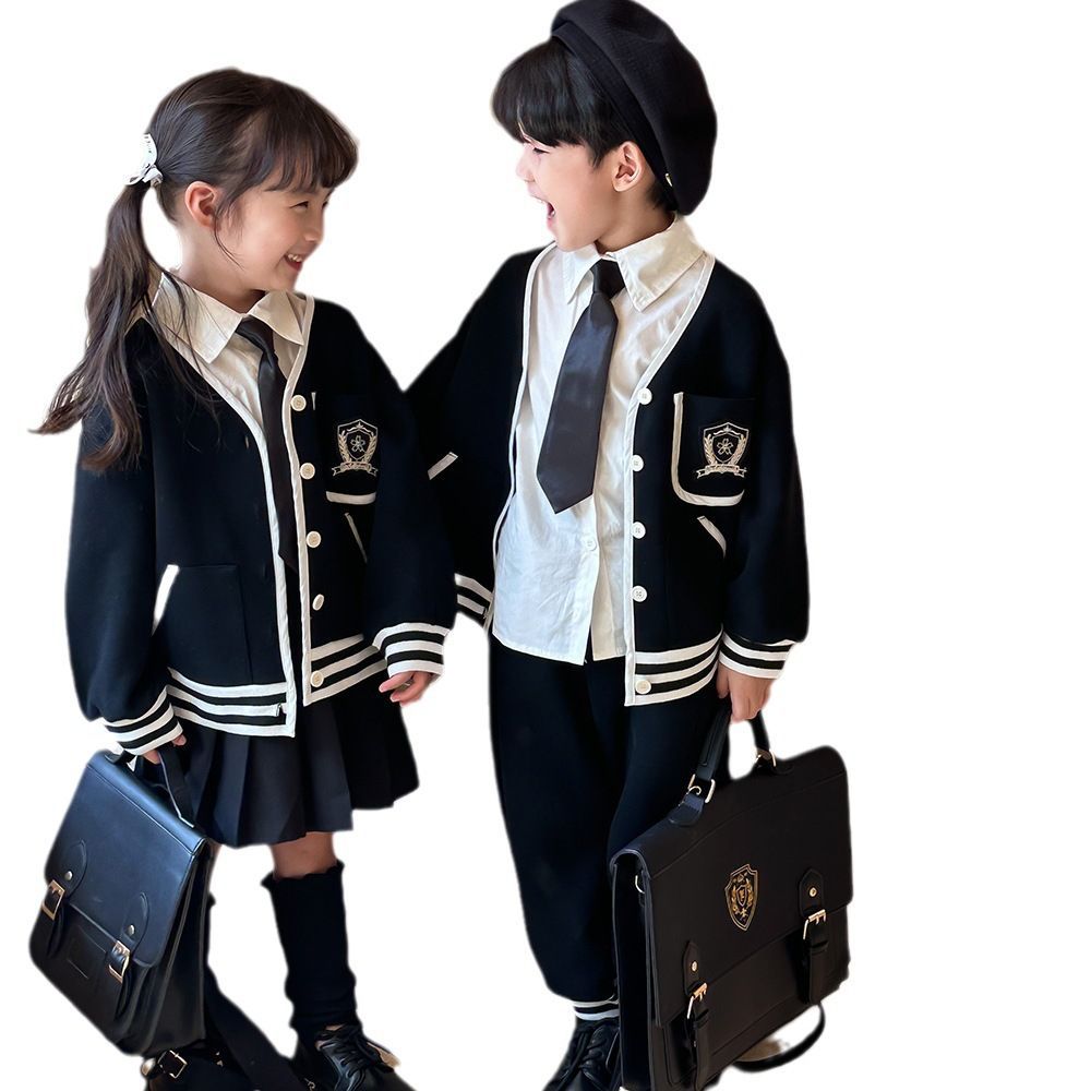 Children's Academy Style 2023 Autumn New Boys and Girls' Baseball Coat JK Campus Uniform Three Piece Set_voghion.com