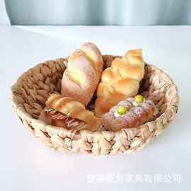 跨境水葫芦草编盘家居客厅水果零食面包盘新年待客糖果干果盘餐盘