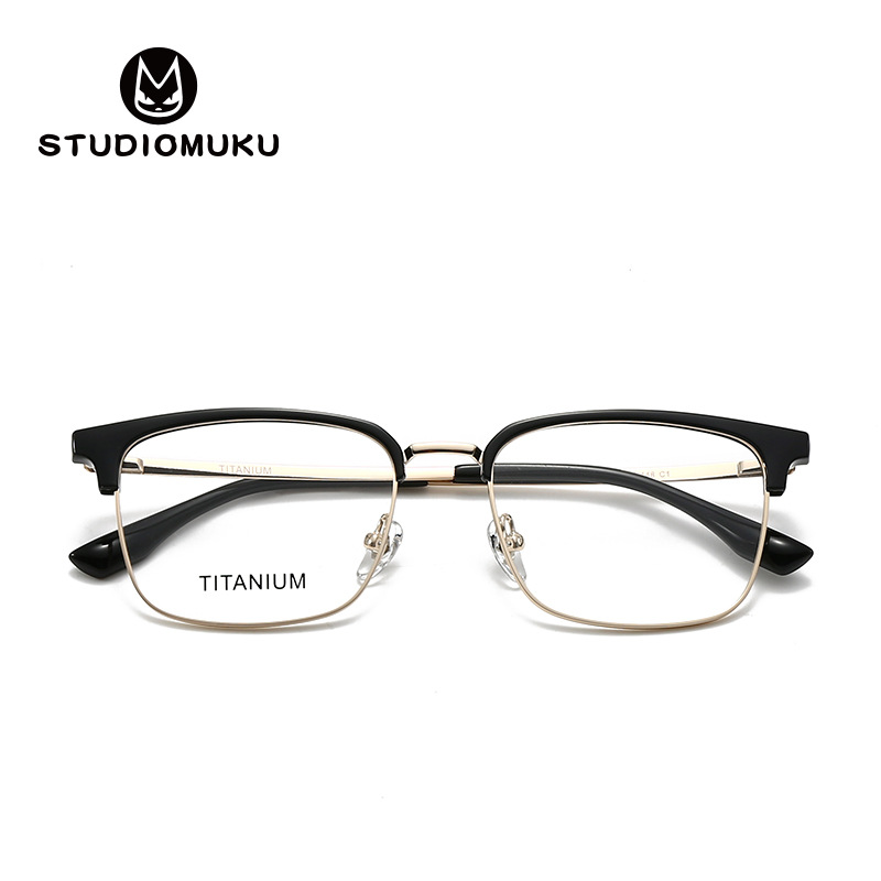 Gafas frescas de madera STUDIOMUKU, ligeras y guapas, gafas de cejas para hombres de negocios, marco para gafas, marco de todo fósforo para viajeros