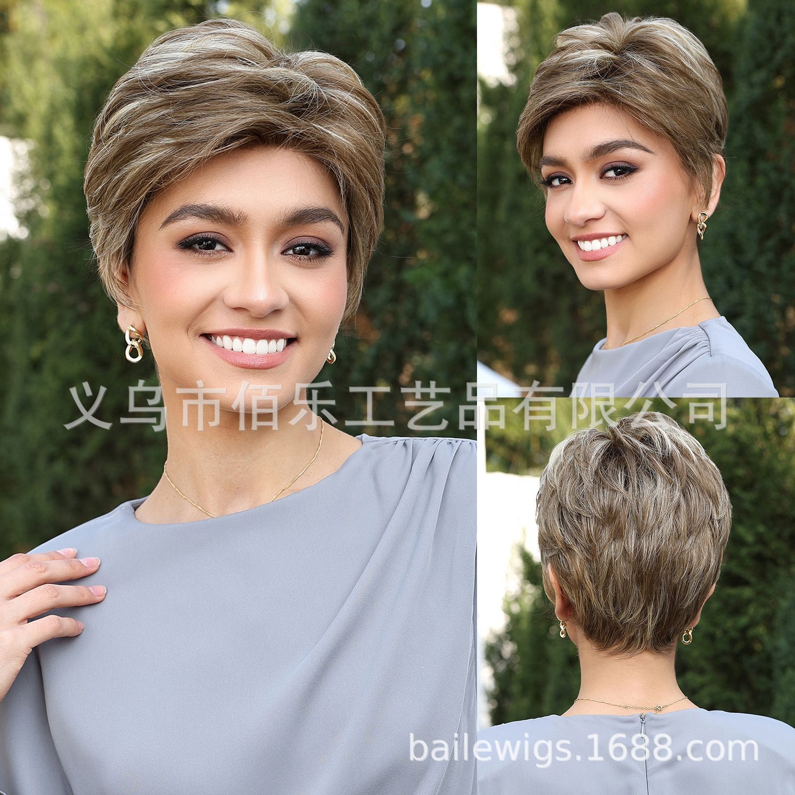 MONO pelucas de red, cabello corto marrón, cabello recto, seda japonesa de 8 pulgadas, pelucas al por mayor en stock transfronterizo