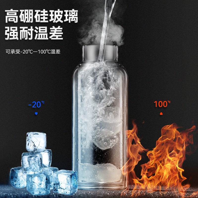 Taza de separación de té de alto aspecto de vidrio de doble capa a prueba de explosiones resistente a altas temperaturas niños deportes taza de agua regalo al por mayor