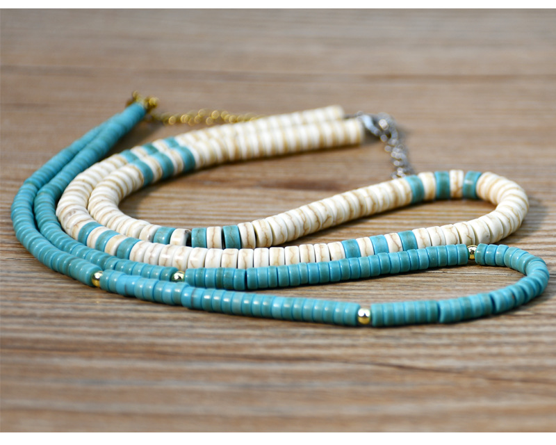 Fashion Geometric turquoise Mixed materials Copper Necklace 1 Piece