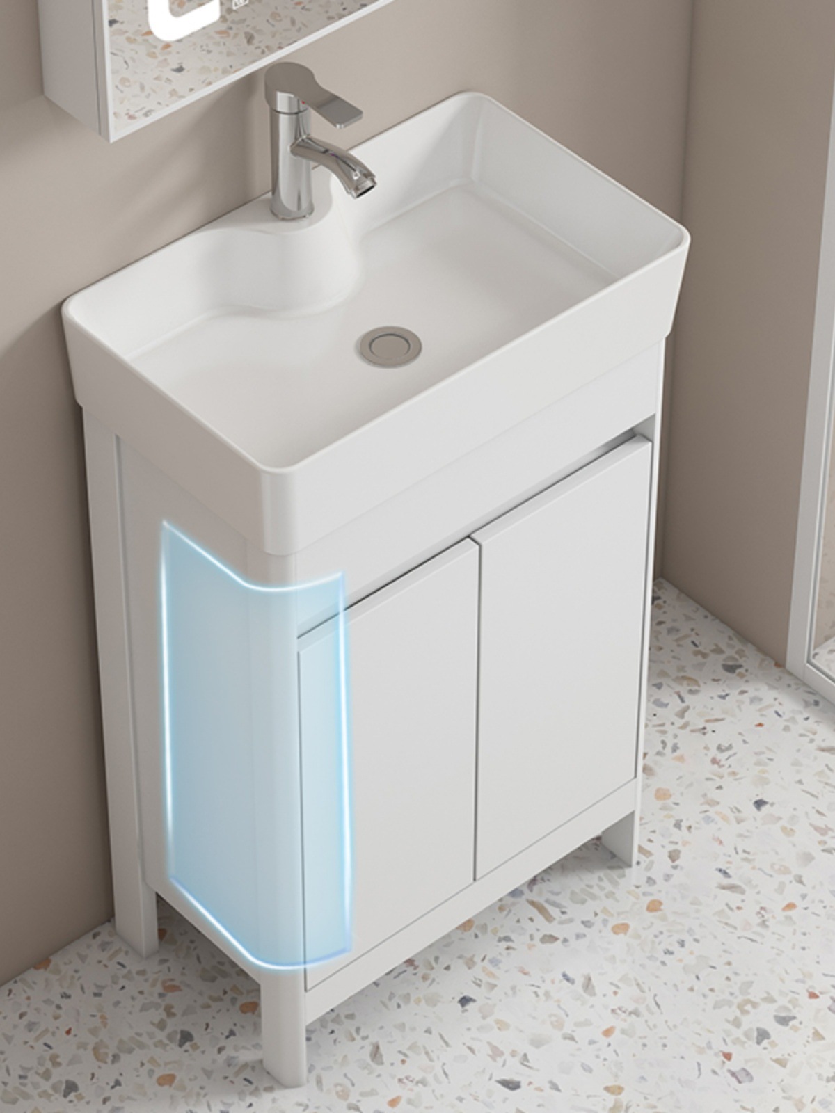 Floor-Standing Small Apartment Washbasin Cabinet Combination Bathroom Washbasin Washstand Balcony Space Aluminum Bathroom Cabinet
