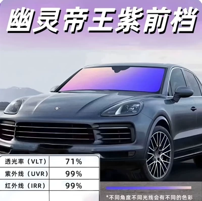 Automotive Film, Colorful Purple Heat Insulation Film - 1m15m-size-of-one-car-front-vertical-cut-imperial-purple-99-high-heat-insulation-high-definition-at-night-double-layer-explosion-proof-25mil-anti-blue-light