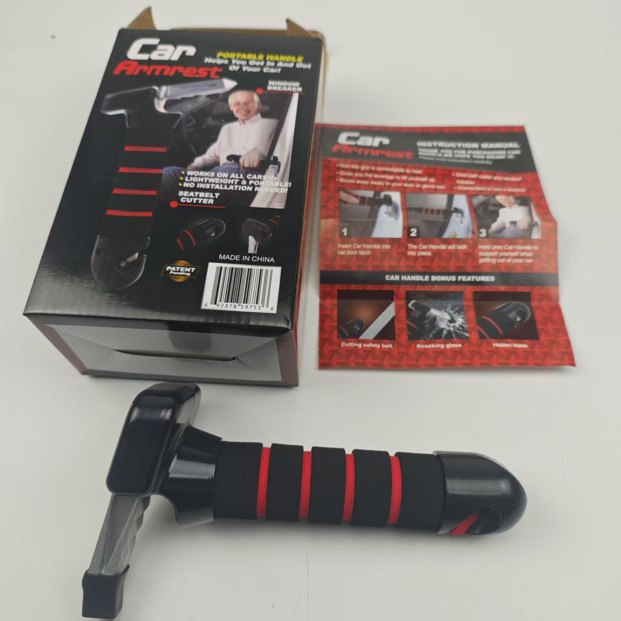 New car door armrest multifunctional car safety hammer car door armrest escape hammer three-in-one factory wholesale