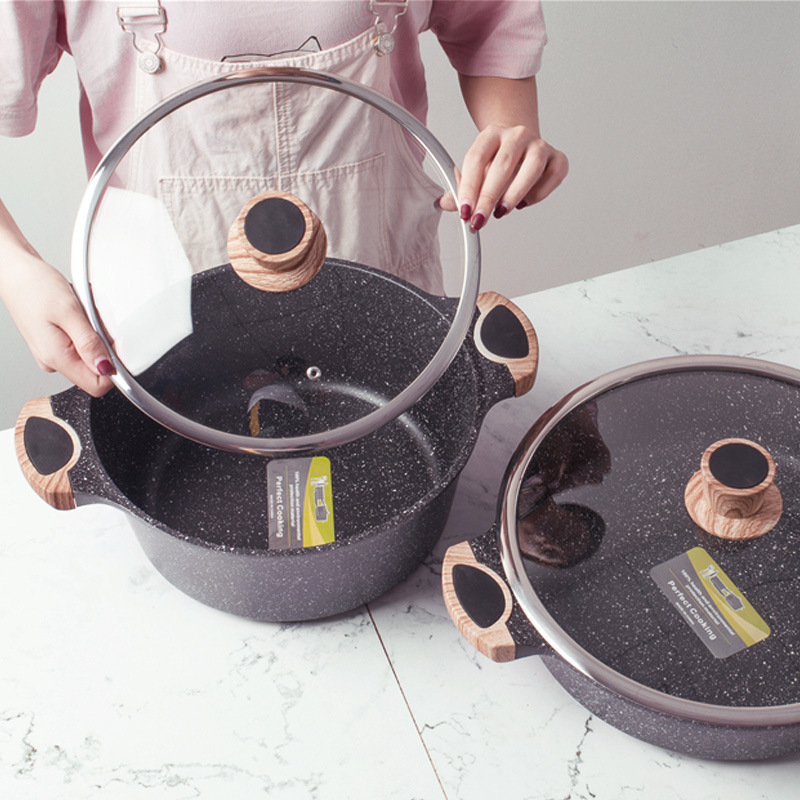 Maifan piedra olla de sopa hogar antiadherente de doble oído olla de fideos al vapor sopa de gas Cocina de Inducción especial olla caliente palillos olla