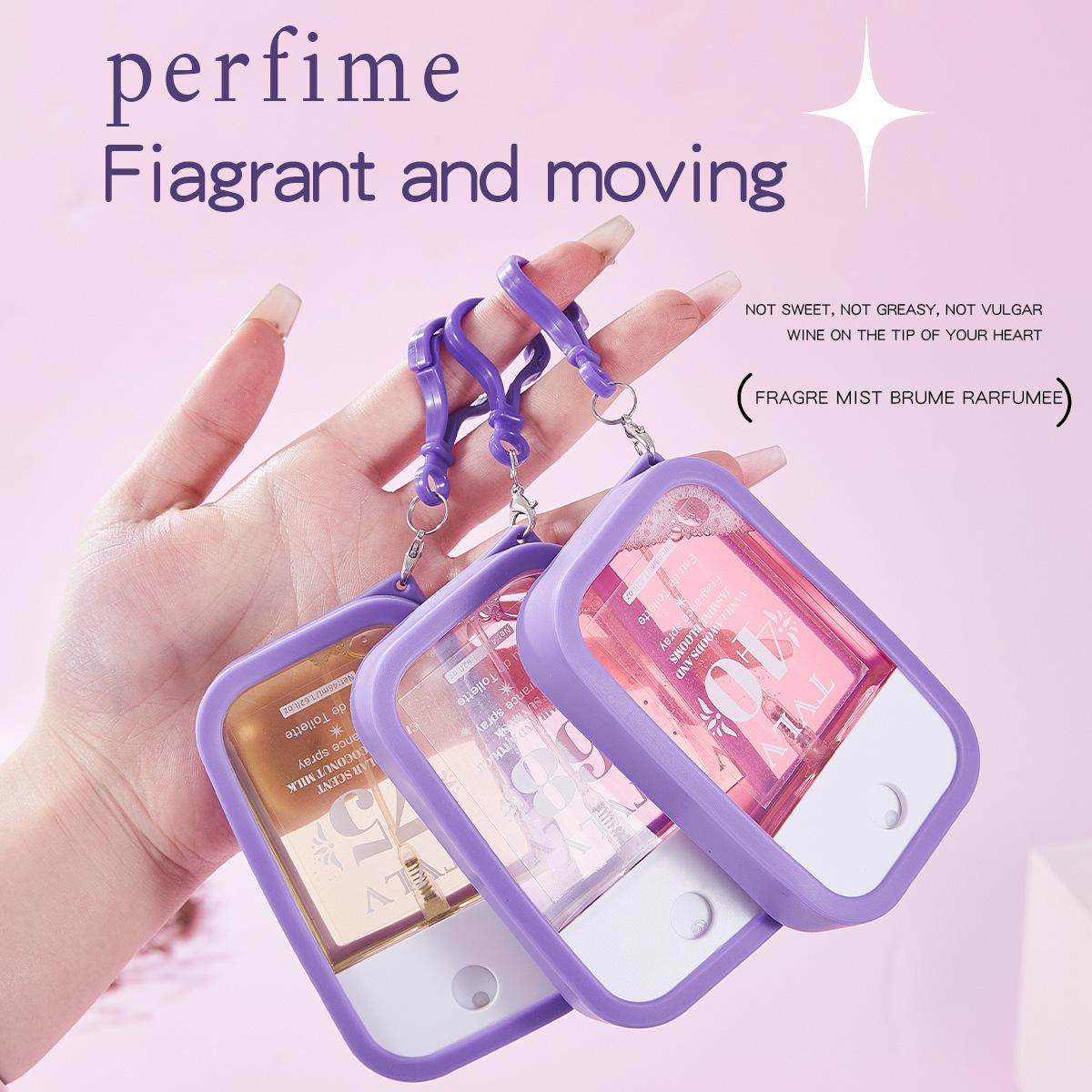 Cross-border Explosions Digital Alcohol-free 48ml Perfume Spray Silicone Hook Portable Body Hair Perfume Brazil Fragrance