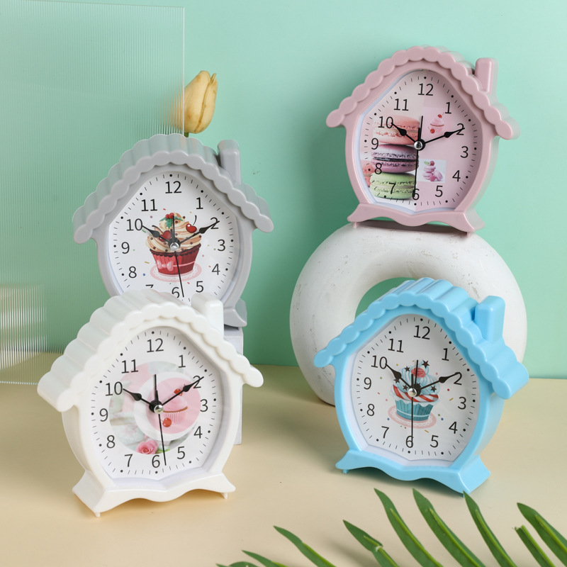 Reloj despertador con forma de casita en colores pastel - Para dormitorio infantil y mesita de noche - Ideal como regalo para estudiantes - Venta al por mayor