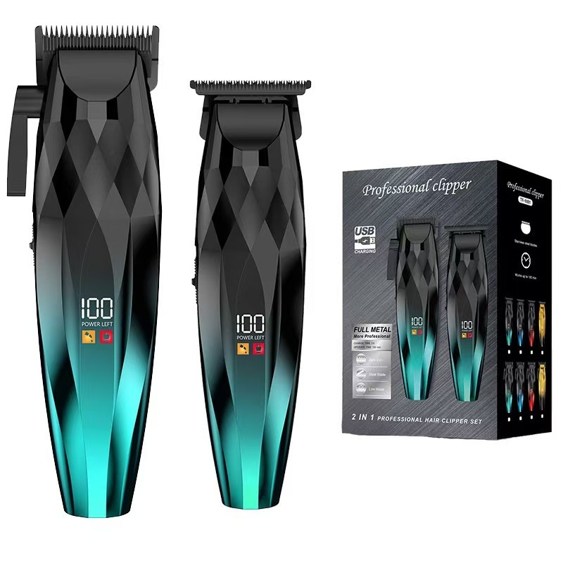 Set de Cortapelos Eléctrico Digital de Aleación de Titanio con Cabezal Lavable para Barbería y Hogar