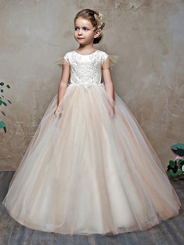 Comercio exterior flor niña princesa vestido niñas pettiskirt vestido de noche trailing piano rendimiento vestido de novia vestido largo