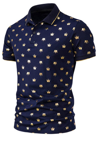 [Punto de aguja] 3D impreso camisa de polo nuevo casual de solapa de manga corta de los hombres camisa transfronteriza estación independiente