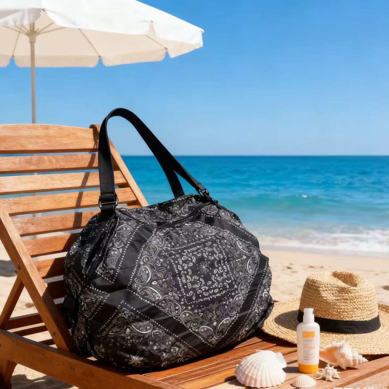 페이즐리 패턴 접이식 아코디언 백 50*35CM